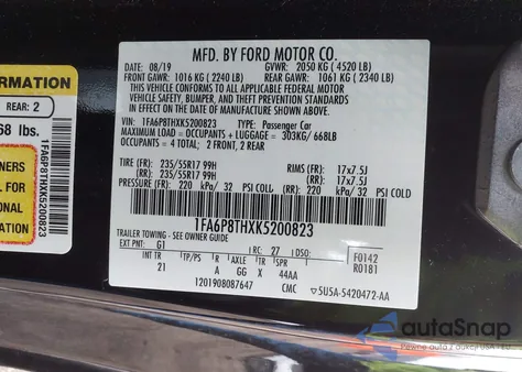 2019 Ford Mustang Ecoboost из США, поврежденный, VIN 1FA6P8THXK5200823